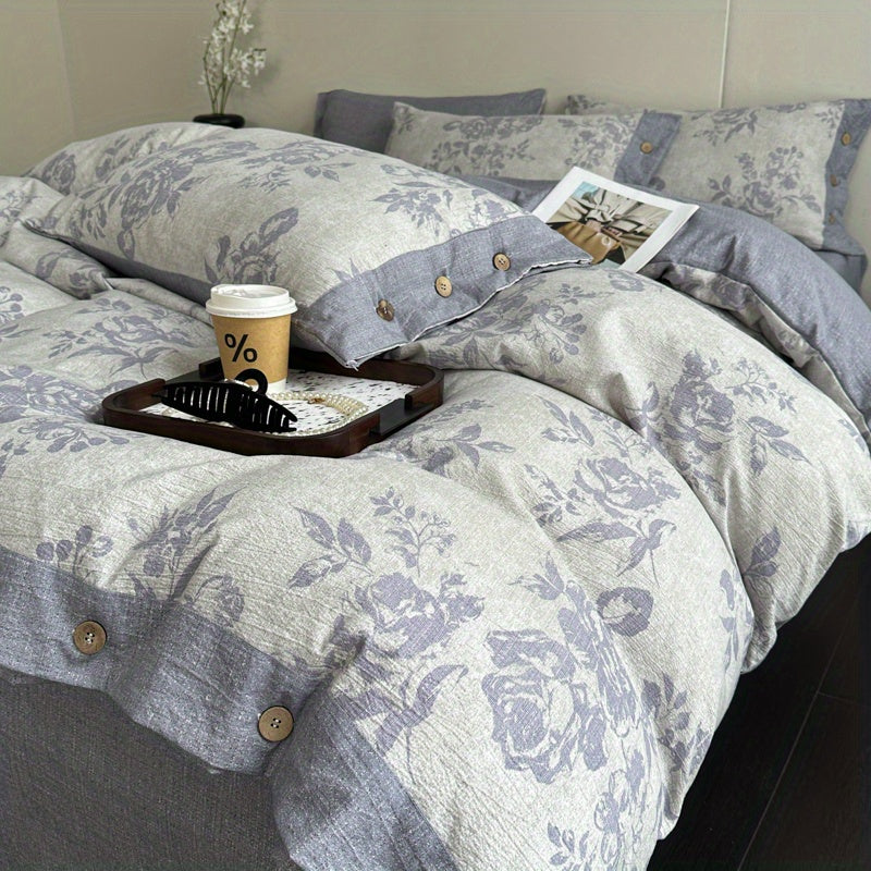 Ice Feather A-Class Thickened High GSM Linen Retro Style Double Layer Printed Three-Piece Set