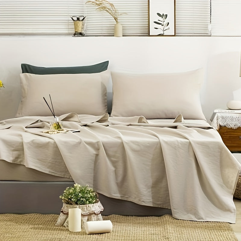 Natural Linen 100% Linen Sheets, 4pcs Linen Sheets Set