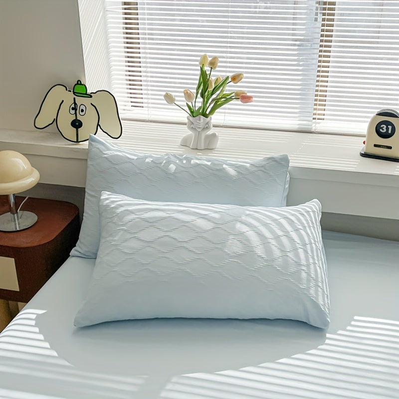 4pcs Rhombus Pattern Double-Layer Four-Piece Set, Bedding, Soft and Delicate