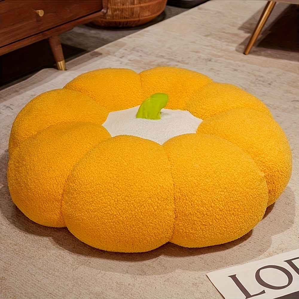 Modern Soft Pumpkin Cushion - Cozy Autumn Pillow Cover for Sofa & Bed, Polyester, Hand Wash Only