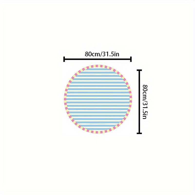 Soft Faux Sheepskin Round Mat Soft Faux Sheepskin Modern Striped Round Mat | 1000g+10mm