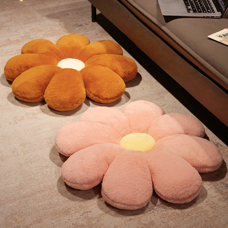 Contemporary Floral Plush Flower Cushion - Soft Polyester Short Plush, Sun-Scented, Hand Wash Only