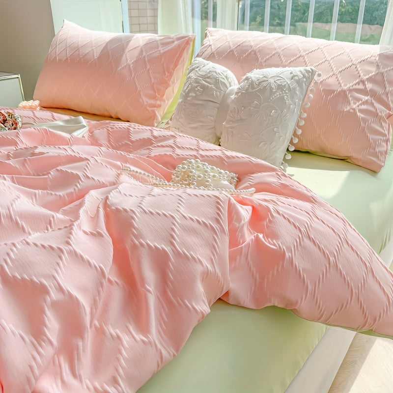 4pcs Bedding Set - Comfortable Diamond Check Jacquard Four-Piece Set