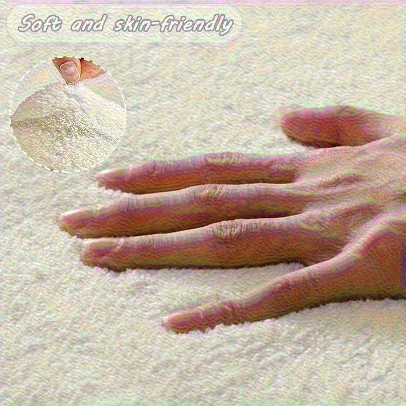 1pc Plush Soft Pink & Green Irregular Flower Shaped Mat - Large Oval-like Bedside Mat