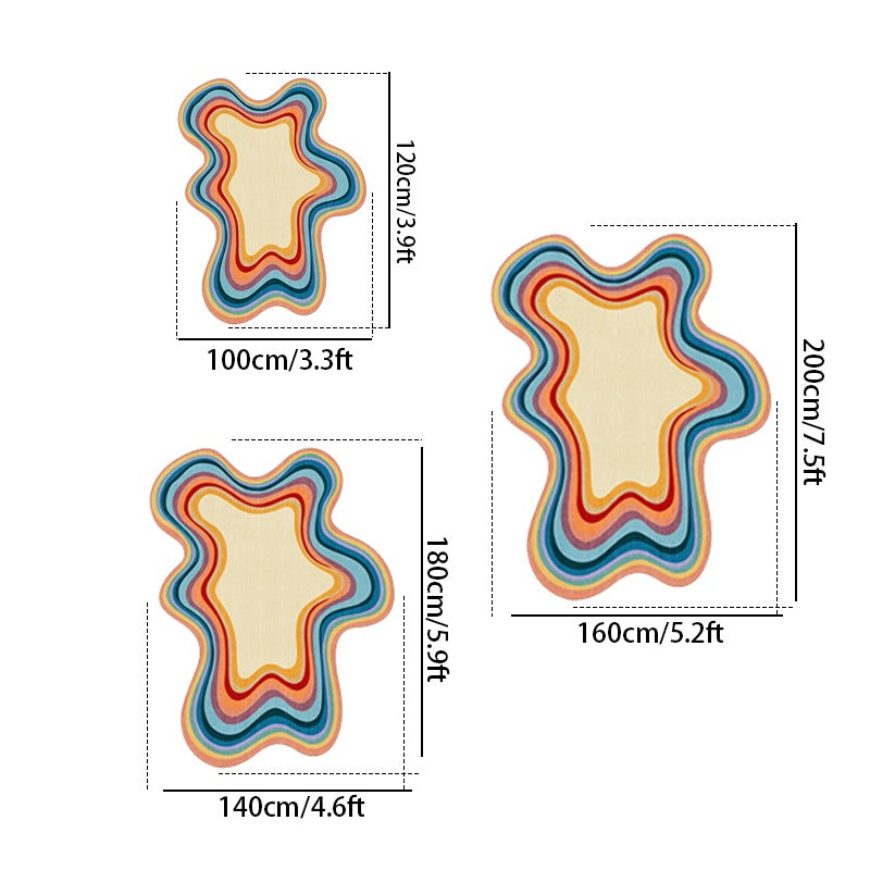 1pc Abstract Art Colorful Fluffy Area Mat - Soft Polyester Fiber, Irregular Shape
