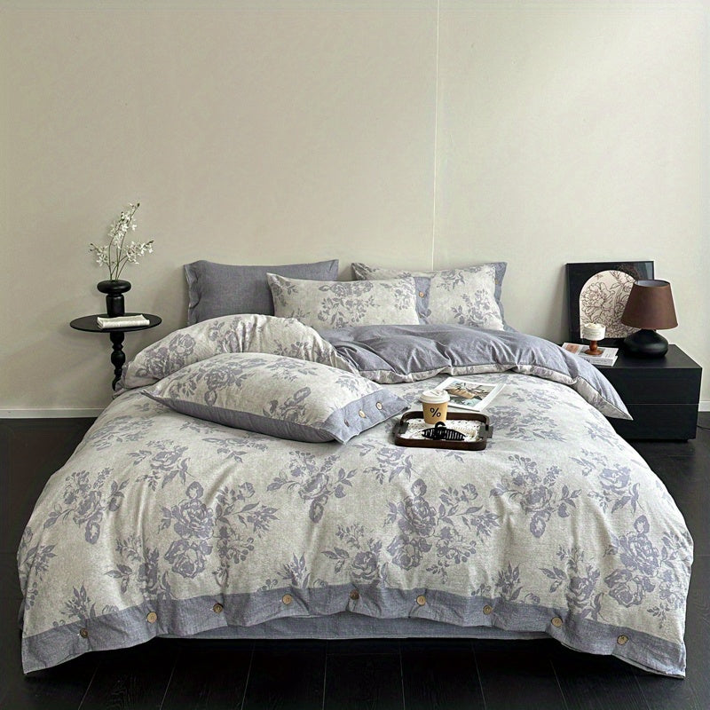 Ice Feather A-Class Thickened High GSM Linen Retro Style Double Layer Printed Three-Piece Set