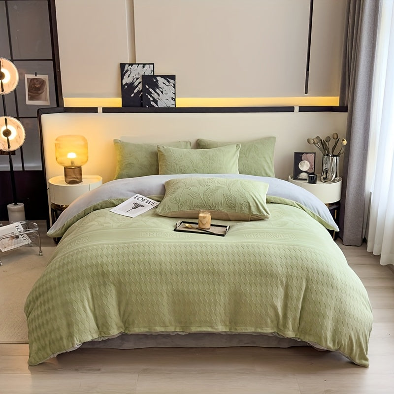 3\u002F4pcs, Winter High-Weight Milk Velvet Four-Piece Set, Fleece Fine and Light Beige-Friendly