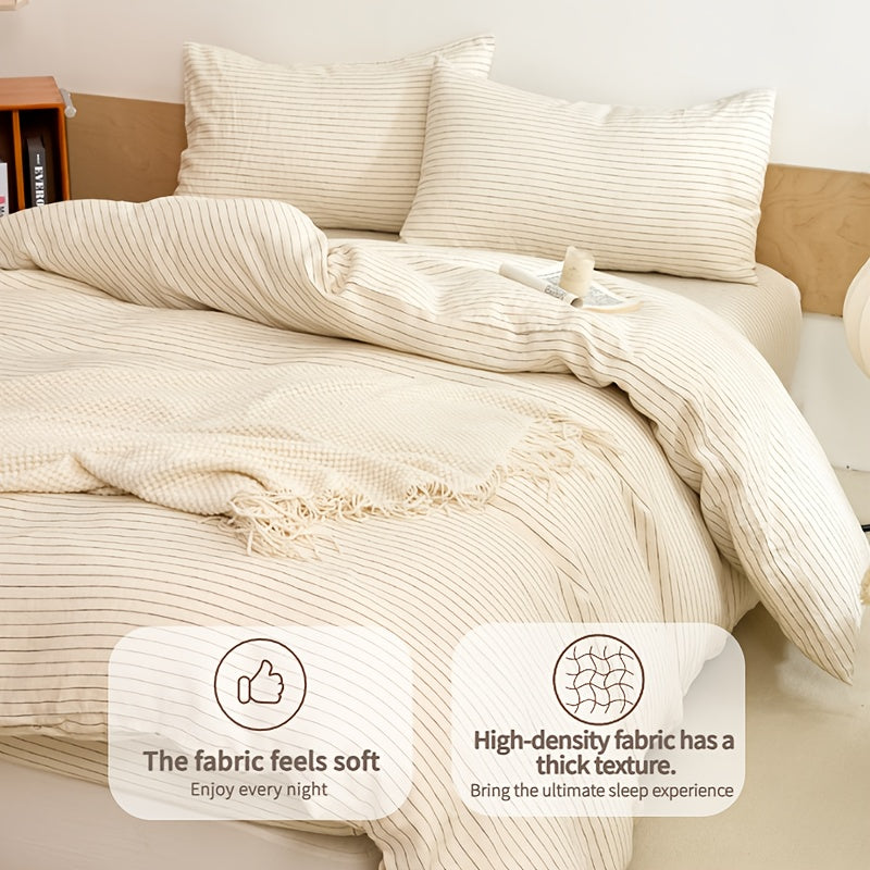 4pcs 100% French Linen Double Bedding Set, 4pcs Set Includes 1 Duvet Cover
