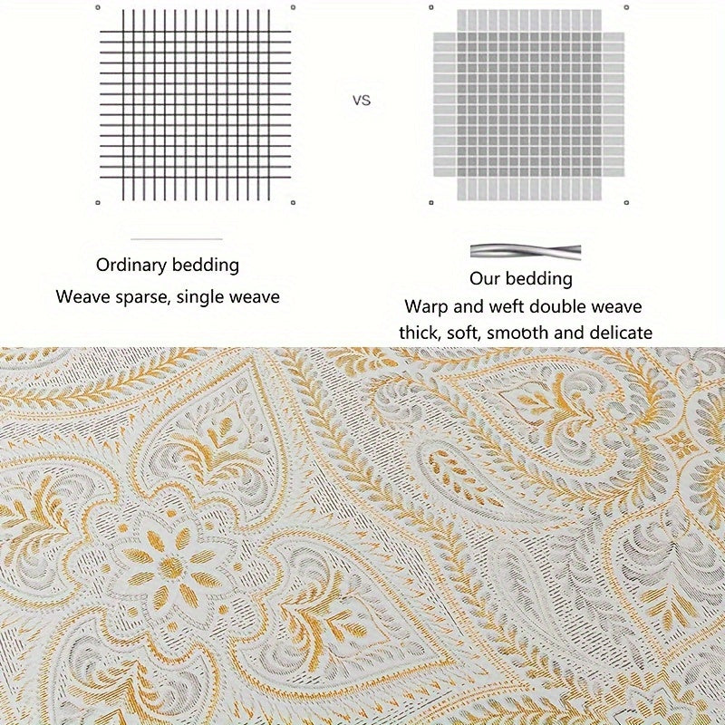 4pcs 100% Sheets Set Classical Damask Paisley Bedding Luxurious Golden Classy Paisley Bed Sheet Set Breathable