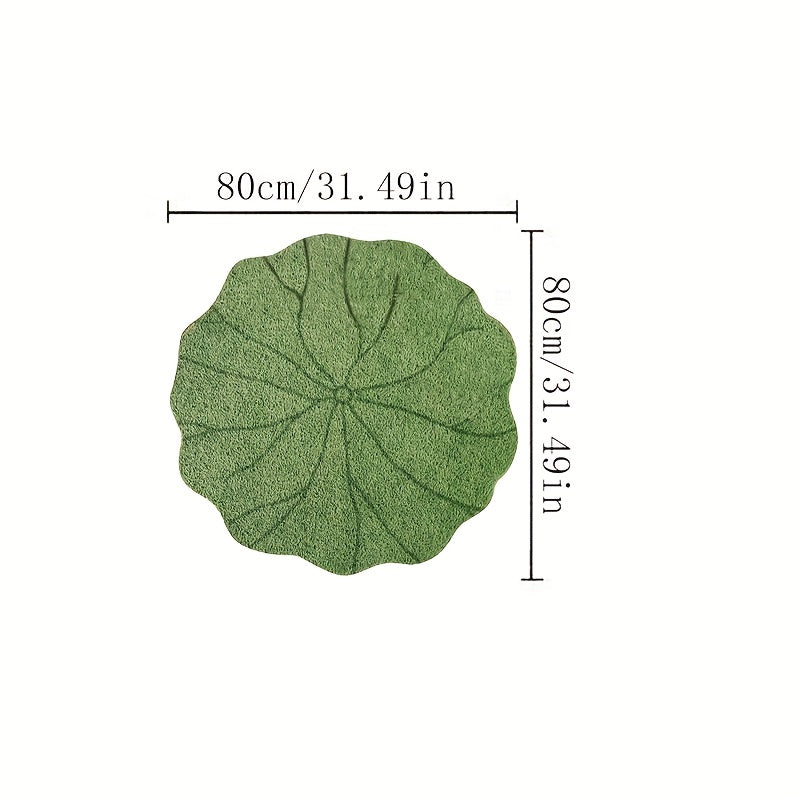 Green Leaf-Shaped Irregular Round Mat with High-Definition Print