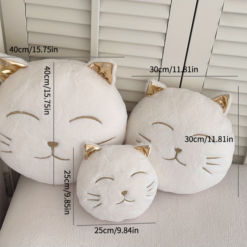 Golden Fluffy Cat Pillow Golden Fluffy Cat Pillow - Cartoon-Themed Decorative Pillow for Home Decor