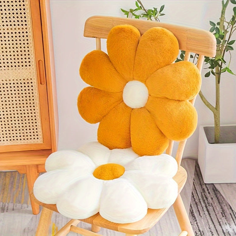 Contemporary Floral Plush Flower Cushion - Soft Polyester Short Plush, Sun-Scented, Hand Wash Only