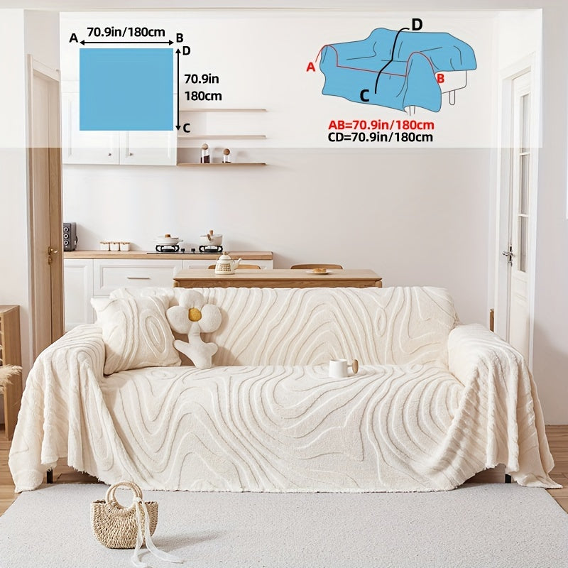 Christmas Couch Cover 1pc Cream Colored Thick Plush Sofa Towel