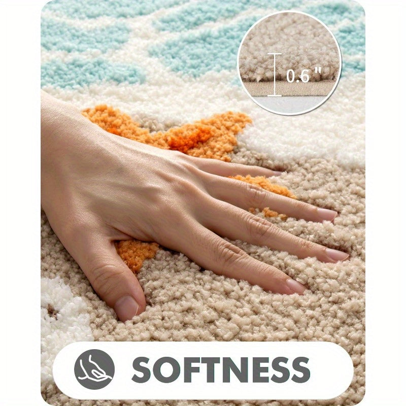 Soft and Absorbent Beach Bathroom Carpet, Non-Slip Backing