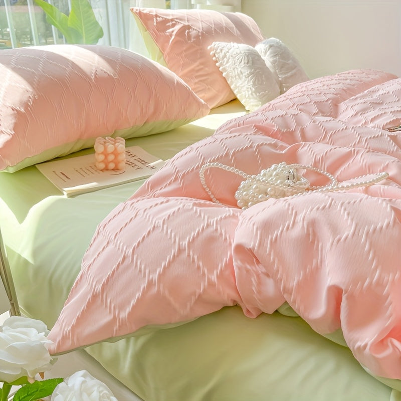 4pcs Bedding Set - Comfortable Diamond Check Jacquard Four-Piece Set