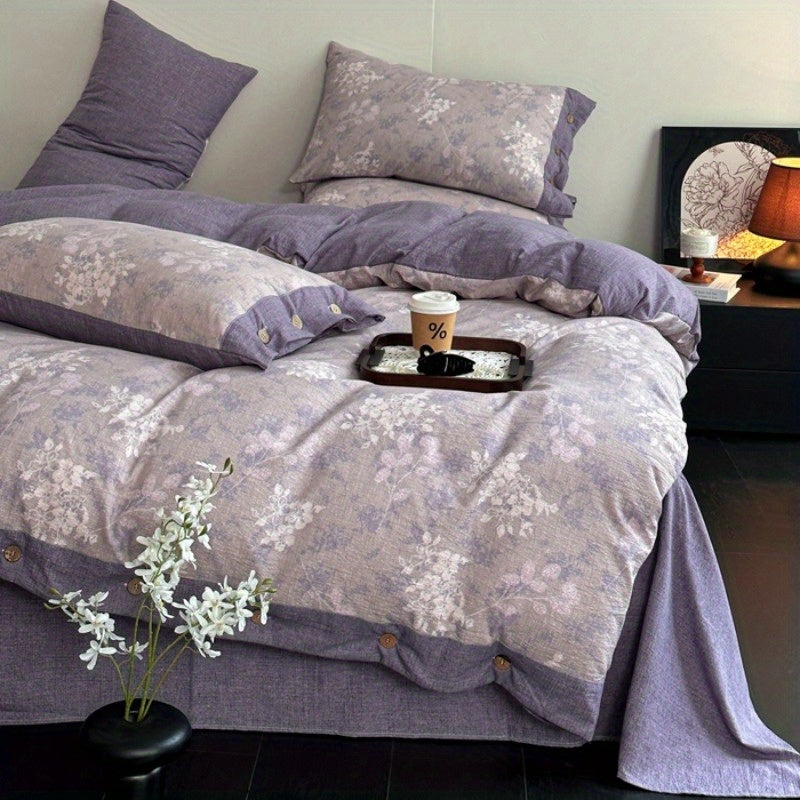 Ice Feather A-Class Thickened High GSM Linen Retro Style Double Layer Printed Three-Piece Set