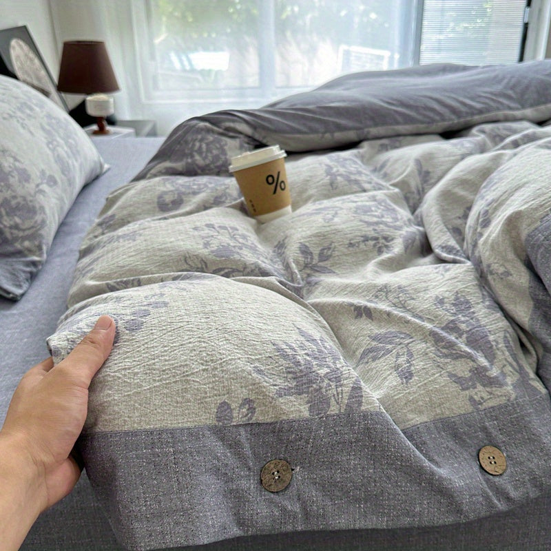 Ice Feather A-Class Thickened High GSM Linen Retro Style Double Layer Printed Three-Piece Set
