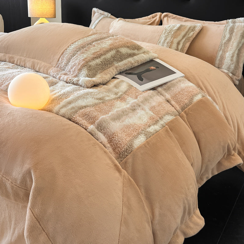 u002FWinter New 260g Thickened Matte Tuscany Fur Velvet Light-Luxurious Four-Piece Set