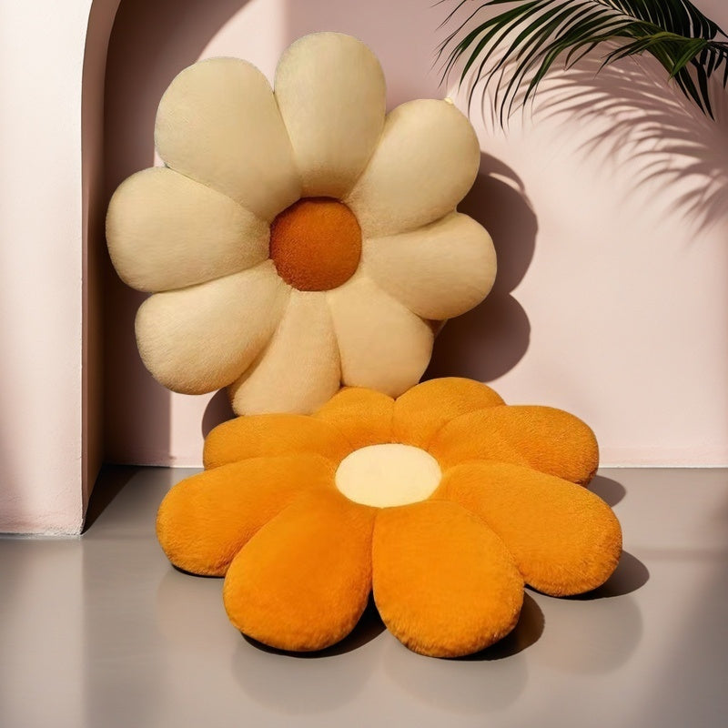 Contemporary Floral Plush Flower Cushion - Soft Polyester Short Plush, Sun-Scented, Hand Wash Only