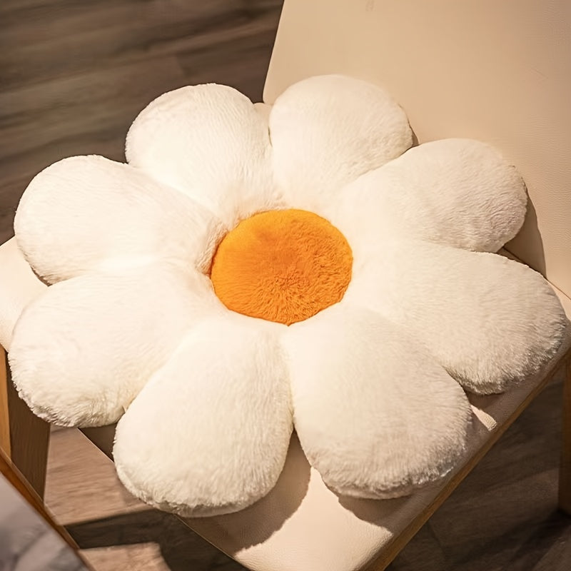 Contemporary Floral Plush Flower Cushion - Soft Polyester Short Plush, Sun-Scented, Hand Wash Only