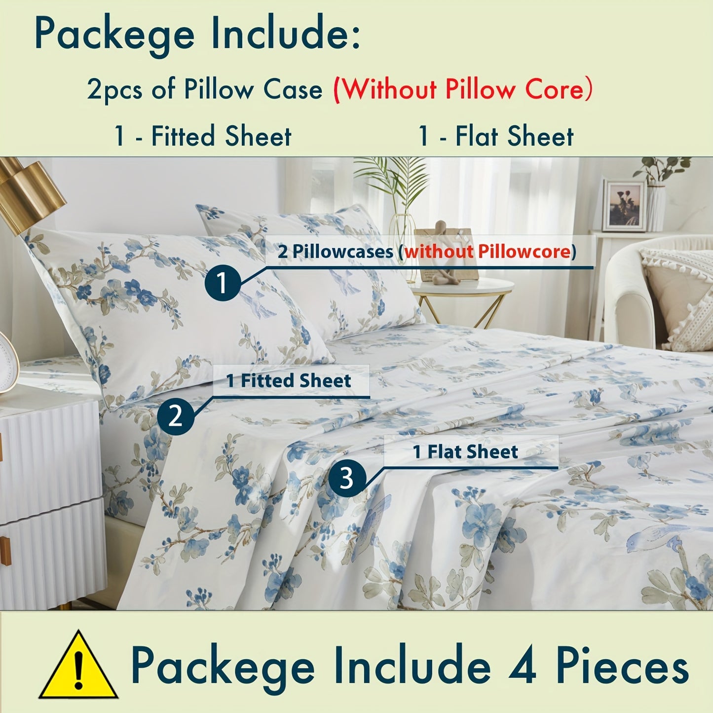 4pcs 600TC 100% Egyptian Cotton Fitted Sheet Set