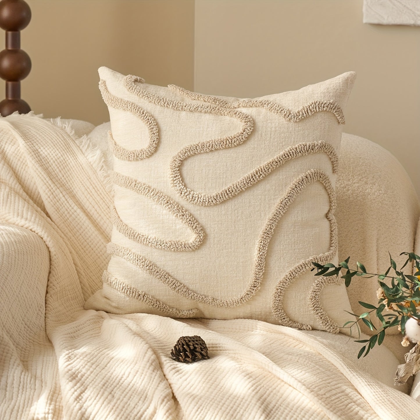 2pcs Bohemian Shawl Pillow Cover Set, Embroidered Geometric Pattern Decorative Cushion Covers for Living Room and Bedroom