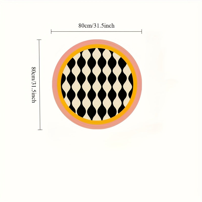 Extra Thick 8mm Luxury Black & White Striped Round Mat - Heavy-Duty 1000gsm Plush Mat