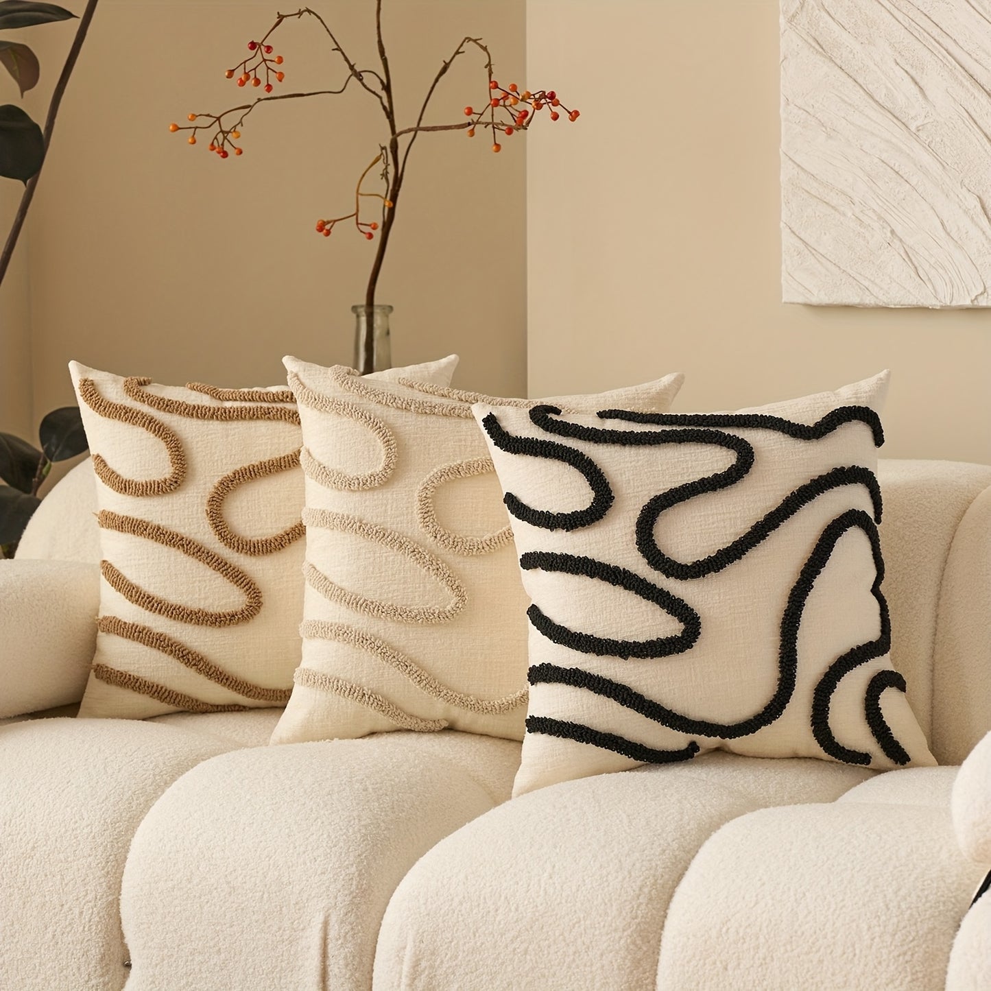 2pcs Bohemian Shawl Pillow Cover Set, Embroidered Geometric Pattern Decorative Cushion Covers for Living Room and Bedroom