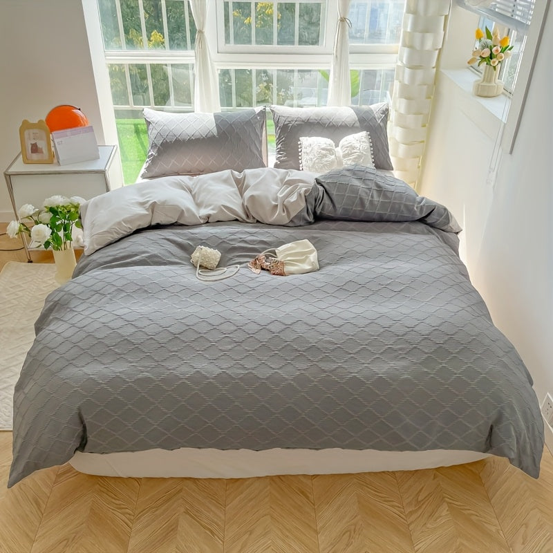 4pcs Bedding Set - Comfortable Diamond Check Jacquard Four-Piece Set