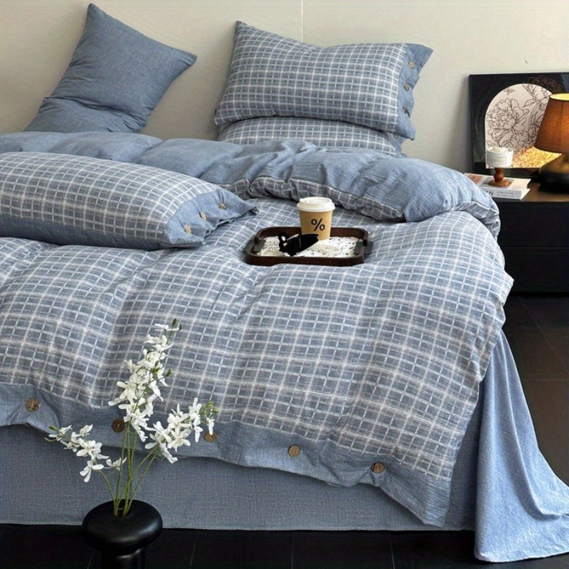 Ice Feather A-Class Thickened High GSM Linen Retro Style Double Layer Printed Three-Piece Set