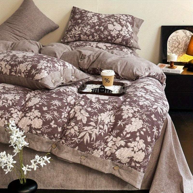 Ice Feather A-Class Thickened High GSM Linen Retro Style Double Layer Printed Three-Piece Set