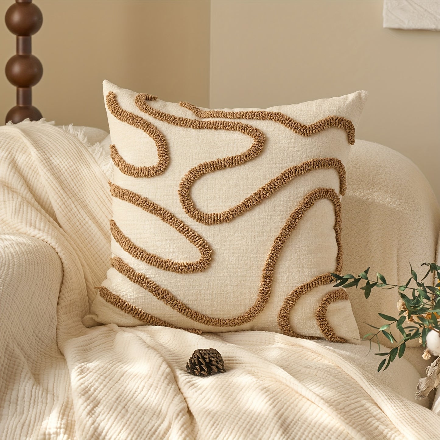 2pcs Bohemian Shawl Pillow Cover Set, Embroidered Geometric Pattern Decorative Cushion Covers for Living Room and Bedroom