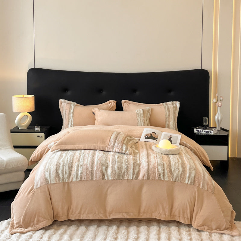 u002FWinter New 260g Thickened Matte Tuscany Fur Velvet Light-Luxurious Four-Piece Set