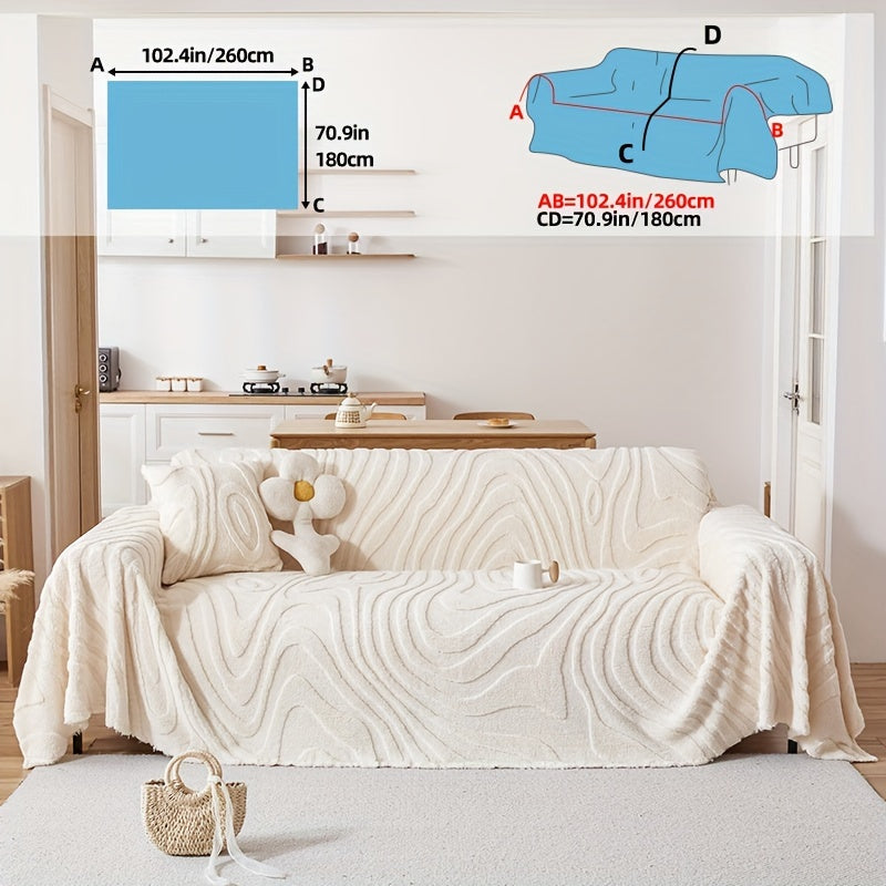 Christmas Couch Cover 1pc Cream Colored Thick Plush Sofa Towel