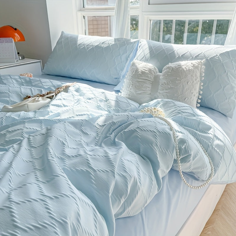 4pcs Bedding Set - Comfortable Diamond Check Jacquard Four-Piece Set