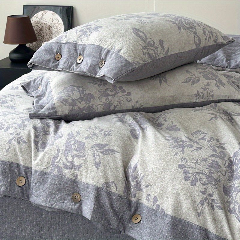 Ice Feather A-Class Thickened High GSM Linen Retro Style Double Layer Printed Three-Piece Set