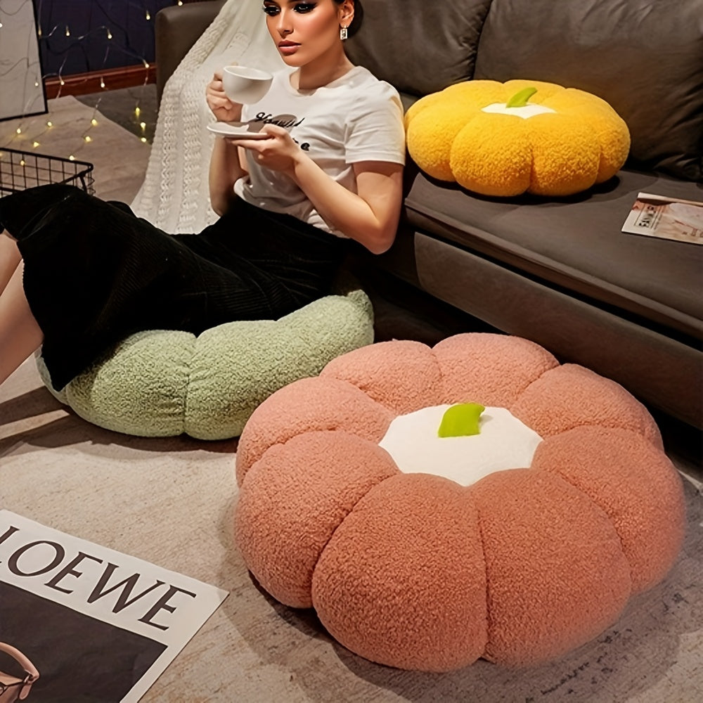 Modern Soft Pumpkin Cushion - Cozy Autumn Pillow Cover for Sofa & Bed, Polyester, Hand Wash Only