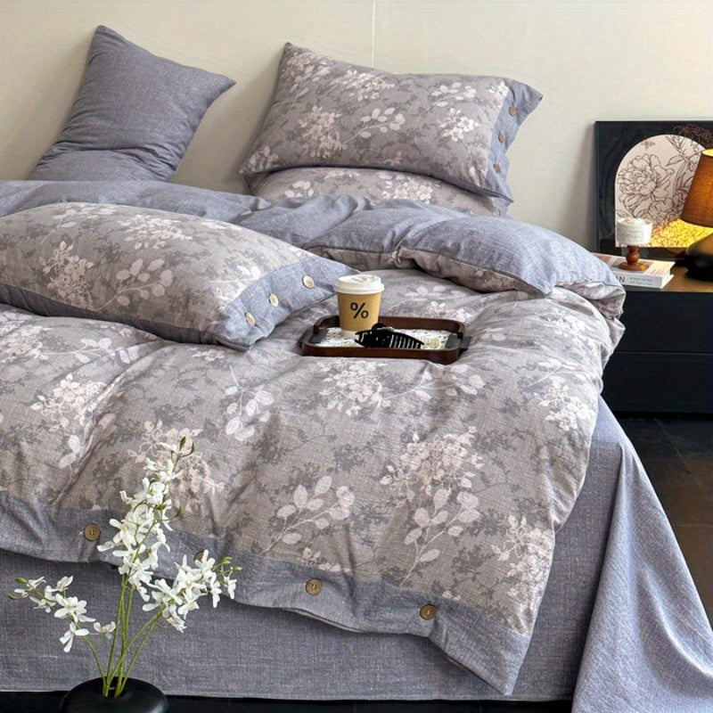 Ice Feather A-Class Thickened High GSM Linen Retro Style Double Layer Printed Three-Piece Set