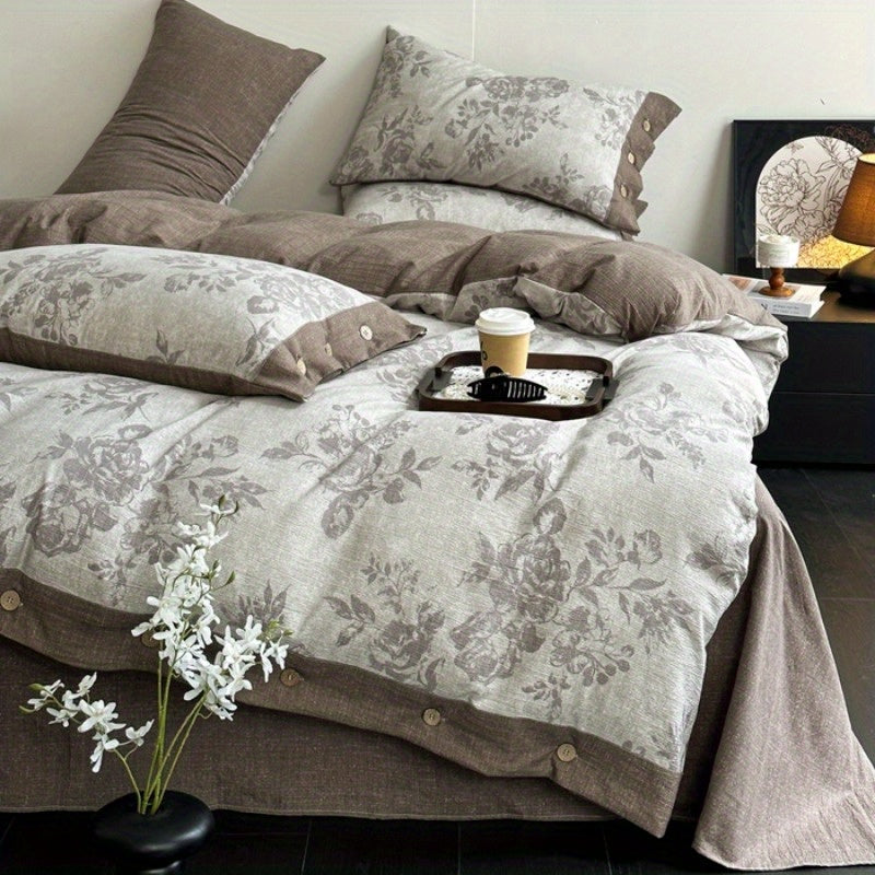 Ice Feather A-Class Thickened High GSM Linen Retro Style Double Layer Printed Three-Piece Set
