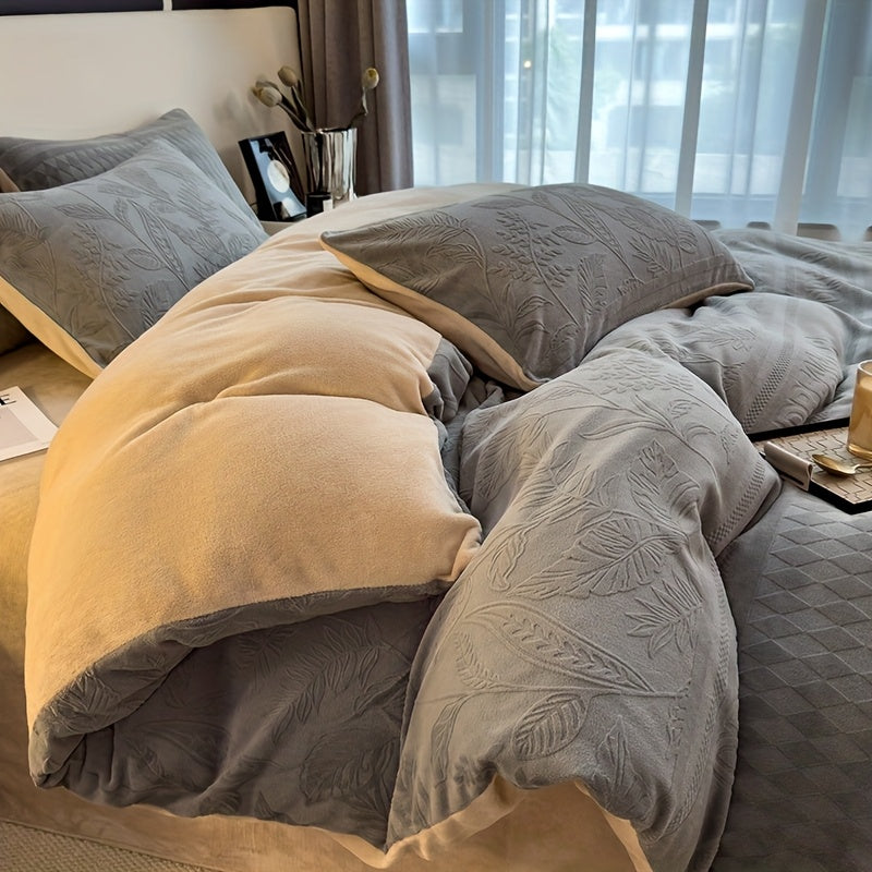 3\u002F4pcs, Winter High-Weight Milk Velvet Four-Piece Set, Fleece Fine and Light Beige-Friendly
