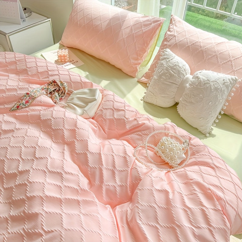 4pcs Bedding Set - Comfortable Diamond Check Jacquard Four-Piece Set