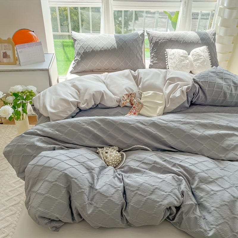 4pcs Bedding Set - Comfortable Diamond Check Jacquard Four-Piece Set