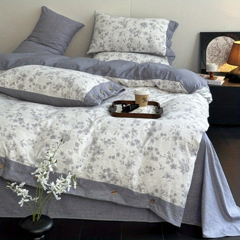 Ice Feather A-Class Thickened High GSM Linen Retro Style Double Layer Printed Three-Piece Set