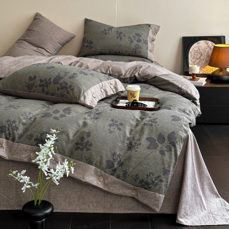 Bingyu Autumn and Winter New Collection: A-Class Thickened High-Grammage Linen Retro Style Double-Layer Yarn Printed Three-Piece