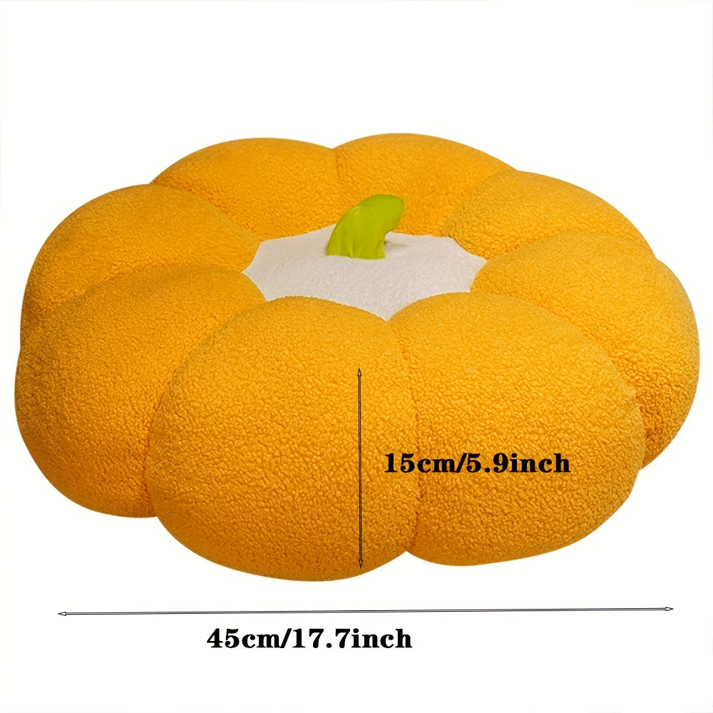 Modern Soft Pumpkin Cushion - Cozy Autumn Pillow Cover for Sofa & Bed, Polyester, Hand Wash Only