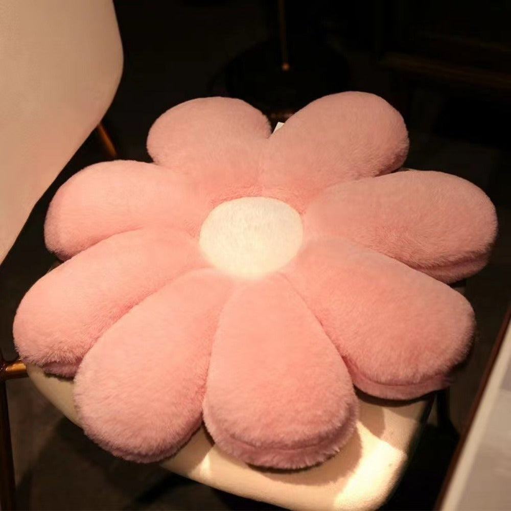 Contemporary Floral Plush Flower Cushion - Soft Polyester Short Plush, Sun-Scented, Hand Wash Only