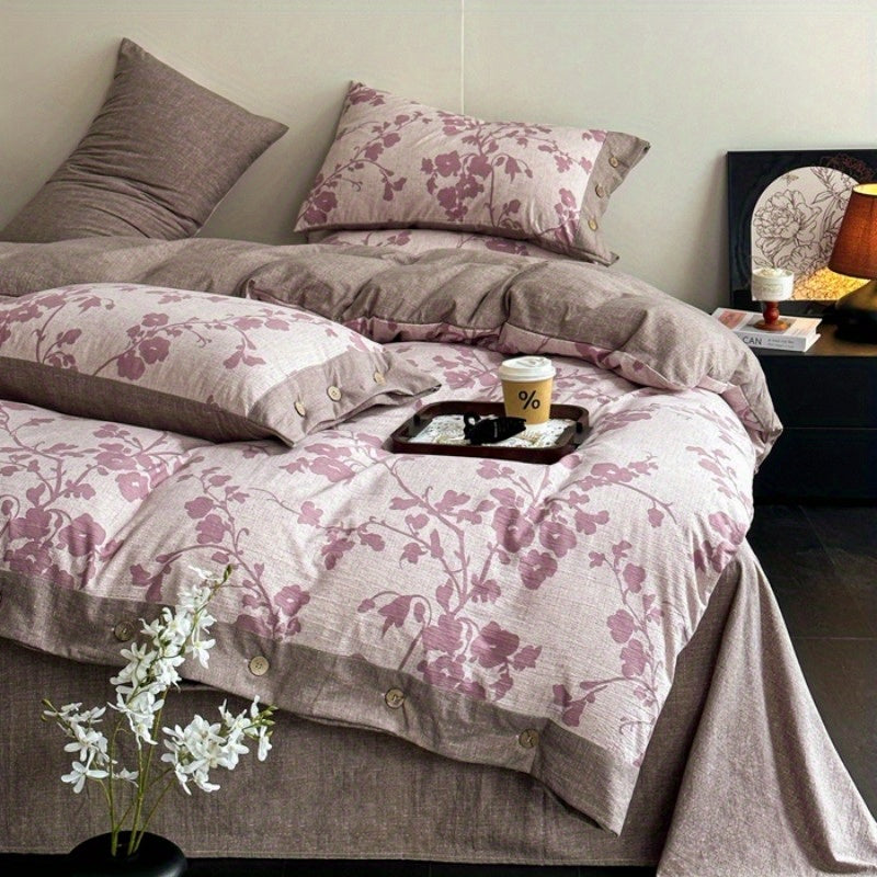 Ice Feather A-Class Thickened High GSM Linen Retro Style Double Layer Printed Three-Piece Set