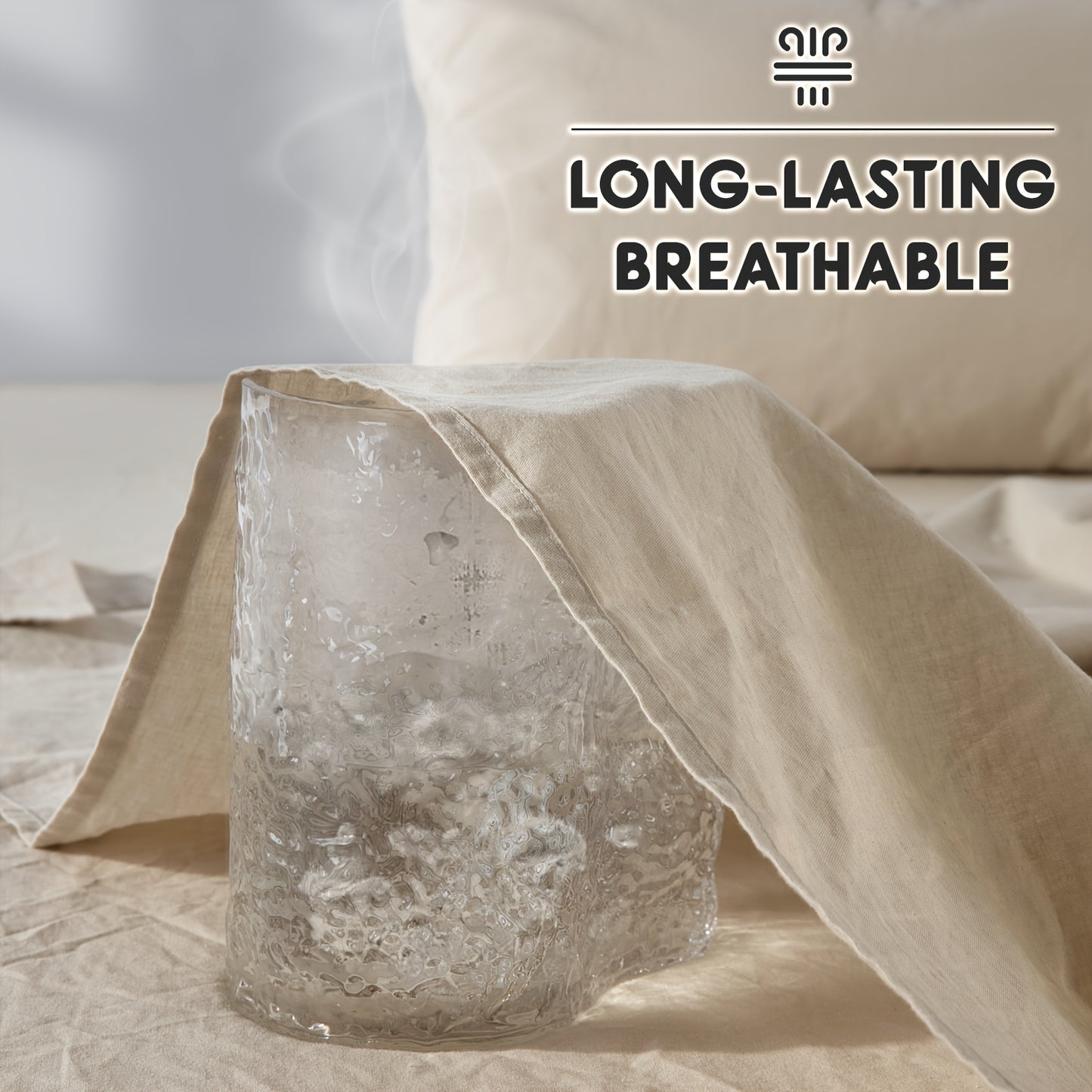 LBR02M Linen Sheet Set, Bed Sheets 4pcs Set, Solid Color Natural Flax Blend Soft Breathable Bedding