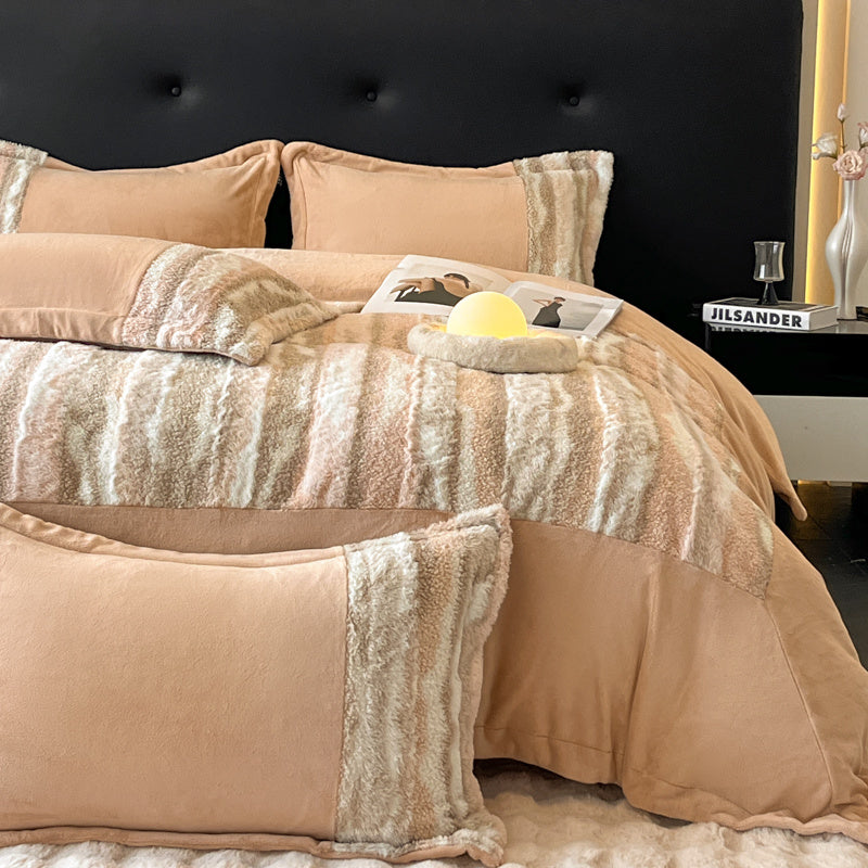 u002FWinter New 260g Thickened Matte Tuscany Fur Velvet Light-Luxurious Four-Piece Set