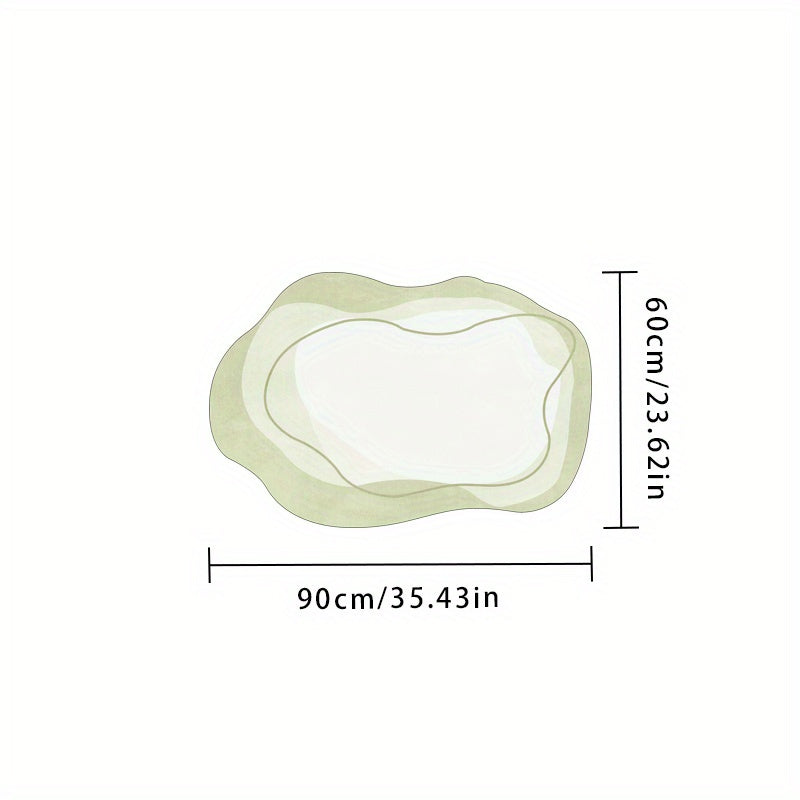 Light Green Irregular Bedroom Mat | Soft, Durable, Non-Slip, Machine Washable Striped Mat
